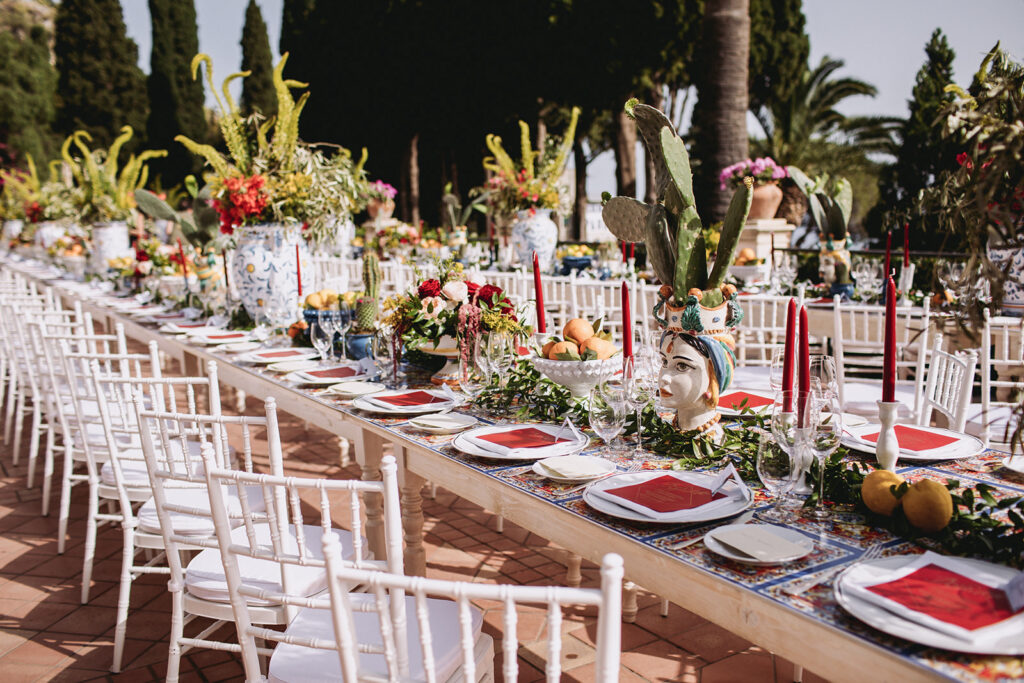 Wedding table at the Belmond Timeo hotel in Taormina